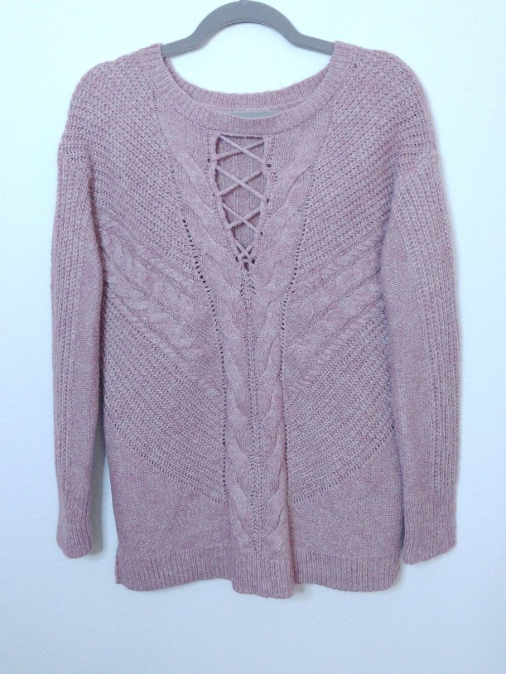 Maurices Pink Cable Knit Sweater with Cut Out